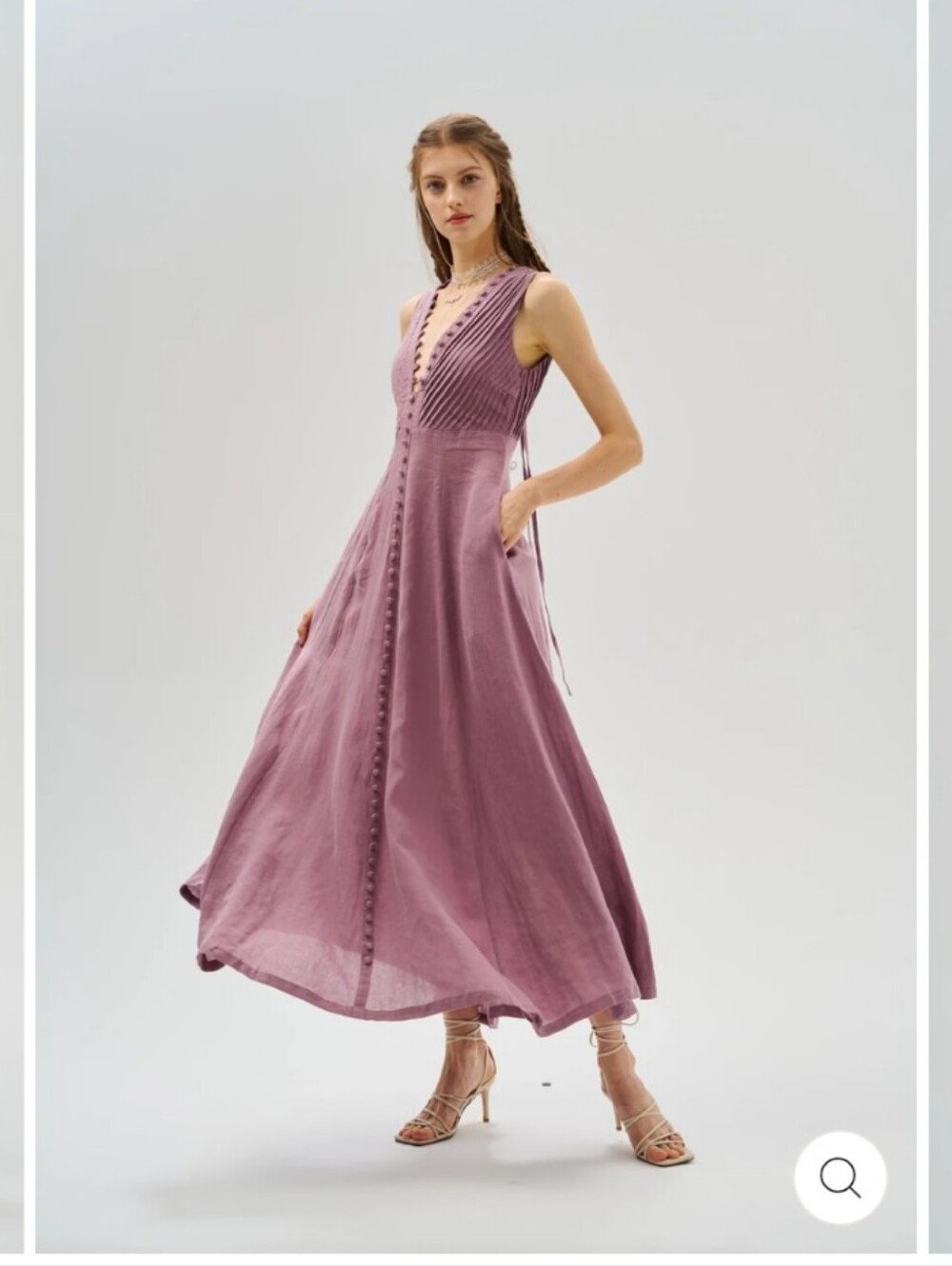 Linen Maxi Dress in Orchid Size M
